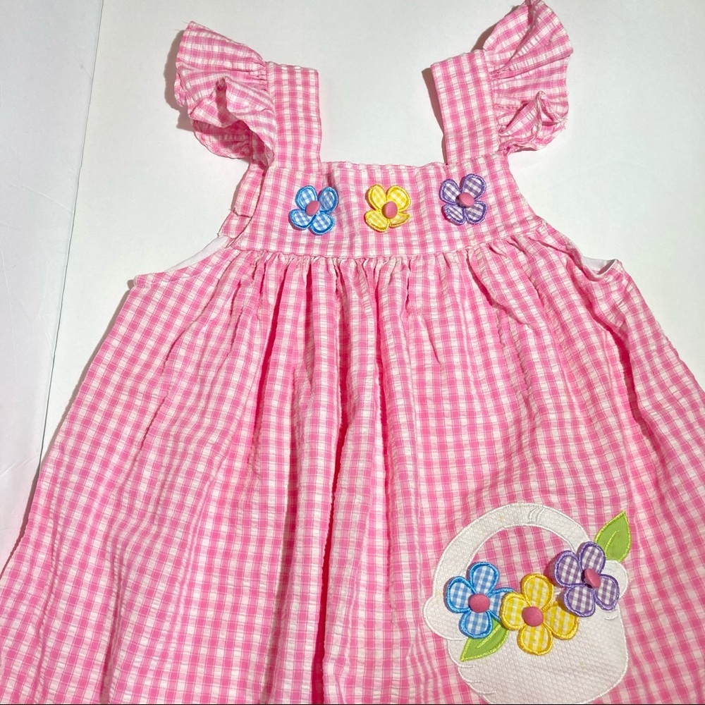 Girls Pink Gingham Sun Dress